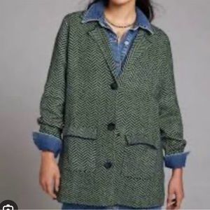 Gorgeous green striped wool sweater coat